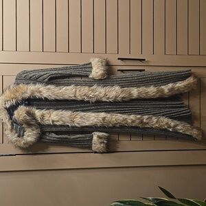 Current Mood All My Days Fur Sweater With Hood Size Small